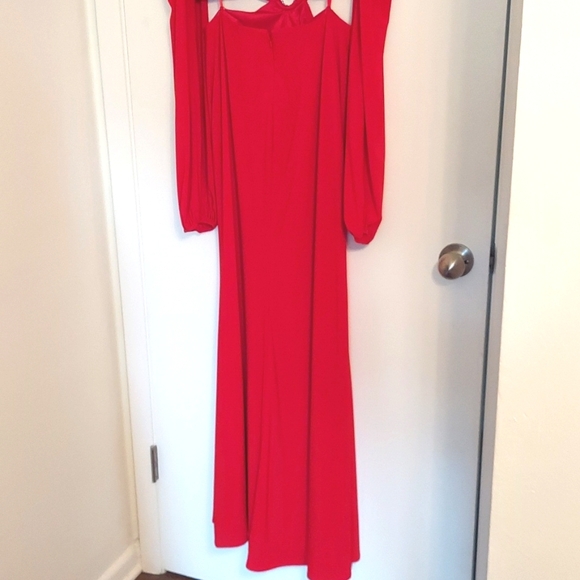 Ieena for Mac Duggal Dress, Maxi, Cherry Red, Cut-Out, Pearl Jewel Accent,‎ NEW! - Picture 12 of 12